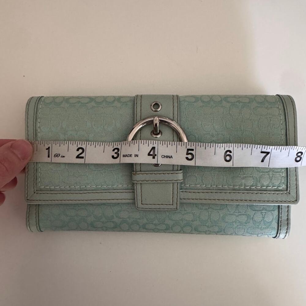 Coach Vintage Soho Signature Buckle Trifold Wallet and Checkbook Blue Teal Rare - Picture 9 of 10